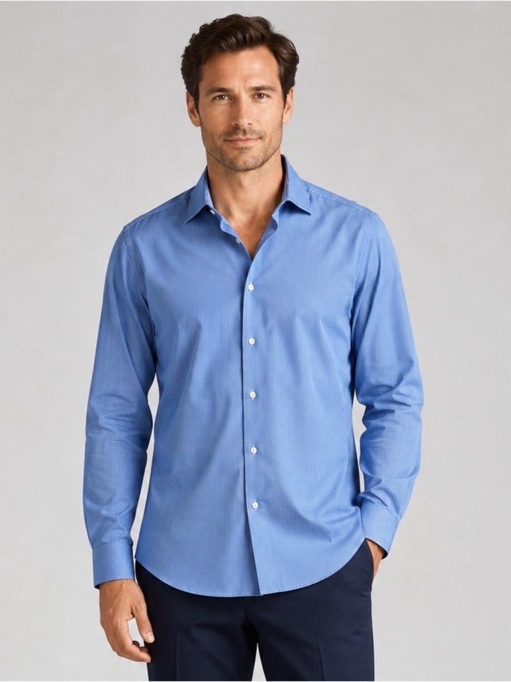 Men's Tailored Blue Dress Shirt